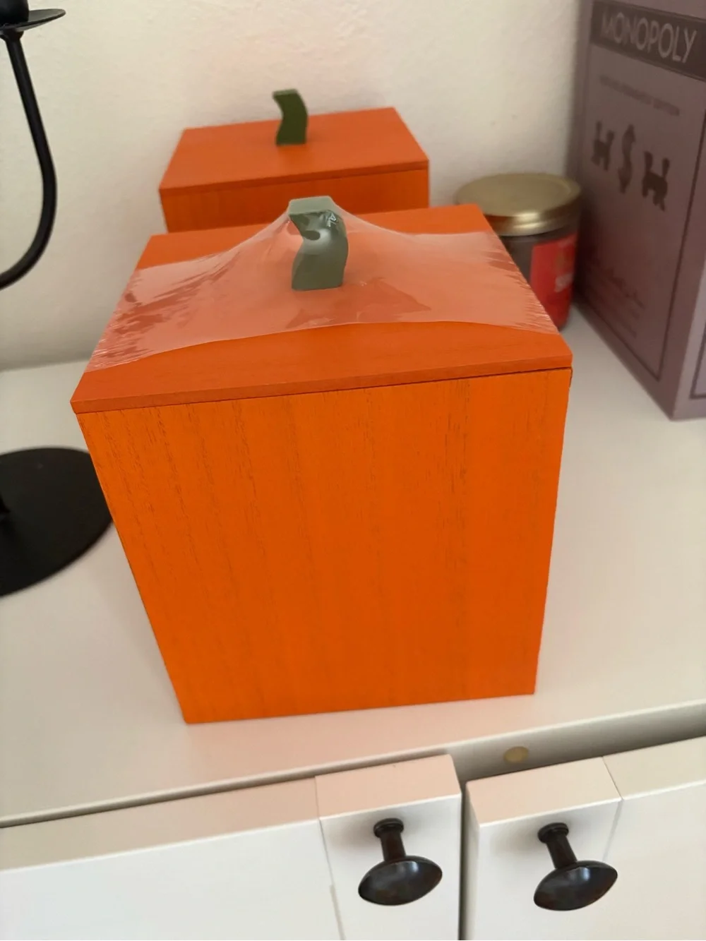 Target Bullseye Playground Wood Tissue Holder Box JackOLantern Pumpkin Halloween
